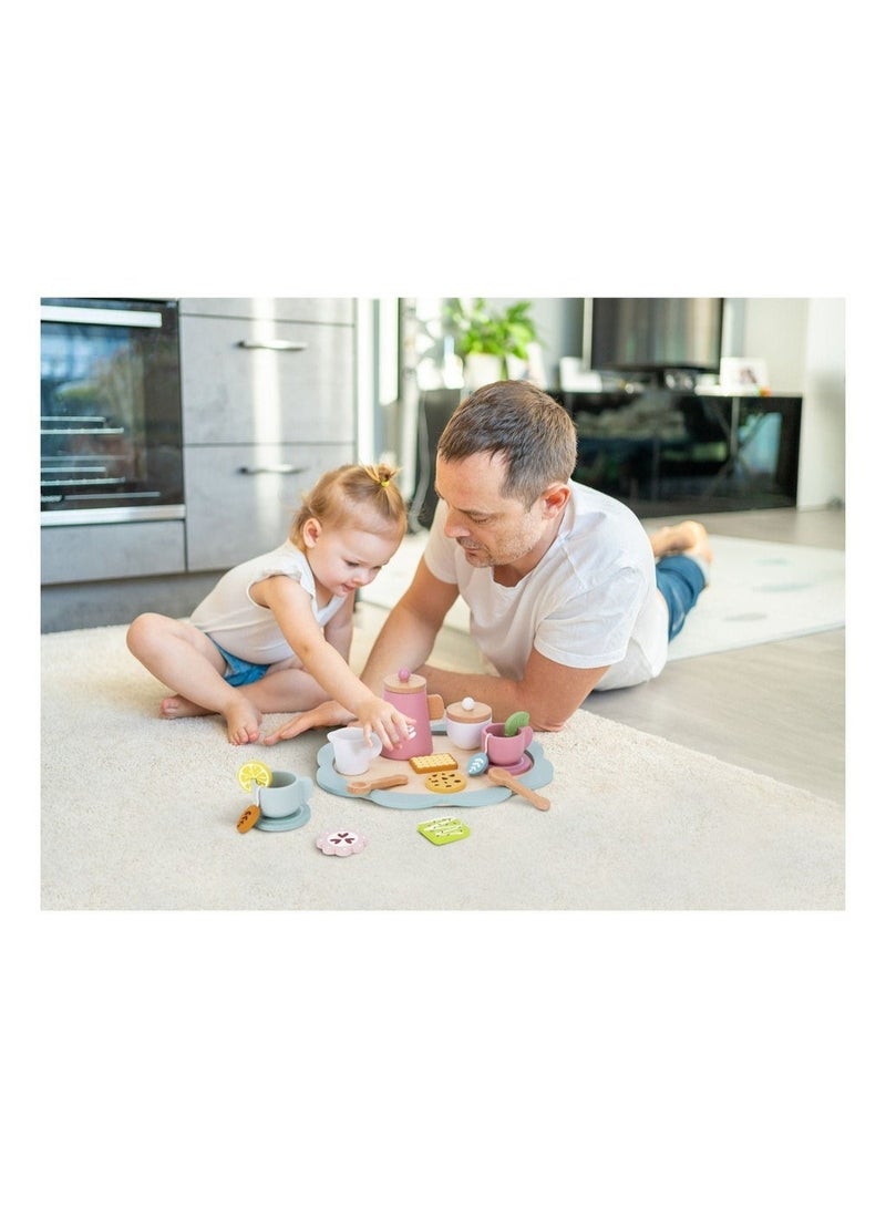 Tooky Toy Wooden Afternoon Tea Pretend Playset - Multicolor - 21 Pcs - Image 5